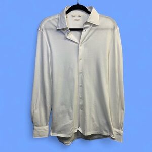 NWT Suitsupply Off-White Egyptian Cotton Knit Shirt - Tailored Fit - 15 3/4
